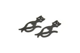 Black Cat Charms , 50 Oxidized Black Plated Brass Cat Charms With 1 Hole , Necklaces, Pendants, Earrings, Findings (24x11x0.45mm) A0836