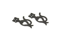Black Cat Charms , 50 Oxidized Black Plated Brass Cat Charms With 1 Hole , Necklaces, Pendants, Earrings, Findings (24x11x0.45mm) A0836