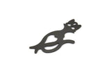 Black Cat Charms , 50 Oxidized Black Plated Brass Cat Charms With 1 Hole , Necklaces, Pendants, Earrings, Findings (24x11x0.45mm) A0836
