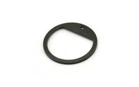 Black Round Charm, 12 Oxidized Black Plated Brass Round Charms With 1 Hole, Pendants, Earrings, Findings (21x0.80mm) M03411