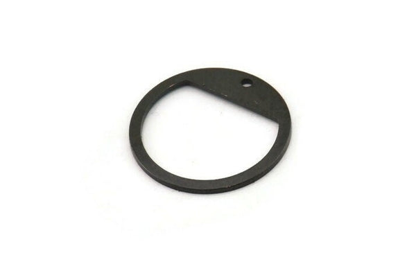 Black Round Charm, 12 Oxidized Black Plated Brass Round Charms With 1 Hole, Pendants, Earrings, Findings (21x0.80mm) M03411
