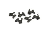 Black Goldfish Charm, 6 Oxidized Black Plated Brass Gold Fish Pendants, Jewelry Supplies, Findings (12x10mm) N0365