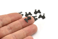 Black Goldfish Charm, 6 Oxidized Black Plated Brass Gold Fish Pendants, Jewelry Supplies, Findings (12x10mm) N0365
