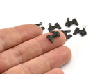 Black Goldfish Charm, 6 Oxidized Black Plated Brass Gold Fish Pendants, Jewelry Supplies, Findings (12x10mm) N0365