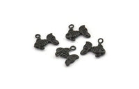 Black Goldfish Charm, 6 Oxidized Black Plated Brass Gold Fish Pendants, Jewelry Supplies, Findings (12x10mm) N0365