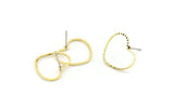 Heart Brass Earring, 8 Cutting Raw Brass Heart Stud Earrings (15x16mm) D0344 A3320