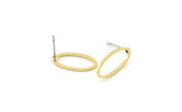 Brass Oval Earring, 10 Raw Brass Oval Shaped Stud Earrings (8x16x0.80mm) BS 2336 A6063