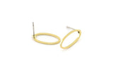 Brass Oval Earring, 10 Raw Brass Oval Shaped Stud Earrings (8x16x0.80mm) BS 2336 A6063
