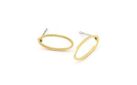 Brass Oval Earring, 10 Raw Brass Oval Shaped Stud Earrings (8x16x0.80mm) BS 2336 A6063