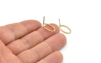 Brass Oval Earring, 10 Raw Brass Oval Shaped Stud Earrings (8x16x0.80mm) BS 2336 A6063