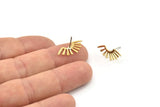 Brass Sun Earring, 12 Raw Brass Sunny Stud Earrings (20x9x0.60mm) A3947
