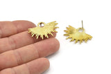 Brass Sun Earring, 2 Raw Brass Sun Stud Earrings (31x21mm) N0784 A3984