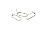 Silver Oval Earring, 8 Antique Silver Plated Brass Oval Stud Earrings (20x8x1mm) E003 A2042 H0248
