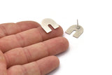 Stud Earring, 6 Antique Silver Plated Brass U Shaped Stud Earrings (15x0.80mm) M161 A1561