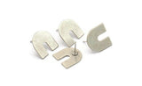 Stud Earring, 6 Antique Silver Plated Brass U Shaped Stud Earrings (15x0.80mm) M161 A1561