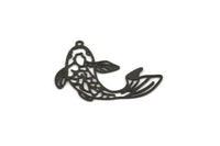 Black Fish Charm, 10 Oxidized Black Brass Fish Charms With 1 Loop, Findings (27x18x0.40mm) D1678
