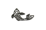 Black Fish Charm, 10 Oxidized Black Brass Fish Charms With 1 Loop, Findings (27x18x0.40mm) D1678