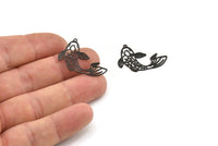 Black Fish Charm, 10 Oxidized Black Brass Fish Charms With 1 Loop, Findings (27x18x0.40mm) D1678