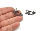 Black Fish Charm, 10 Oxidized Black Brass Fish Charms With 1 Loop, Findings (27x18x0.40mm) D1678