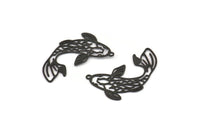 Black Fish Charm, 10 Oxidized Black Brass Fish Charms With 1 Loop, Findings (27x18x0.40mm) D1678