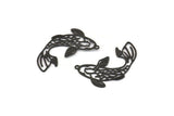 Black Fish Charm, 10 Oxidized Black Brass Fish Charms With 1 Loop, Findings (27x18x0.40mm) D1678
