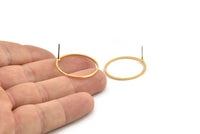 25mm Circle Earring - 6 Gold Plated Brass Circle Stud Earrings (25x1x0.80mm) A6219 A4029