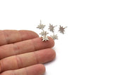 Silver North Star Earring, 8 Antique Silver Plated Brass Pole Star Shaped Stud Earrings (12x1mm) A3739