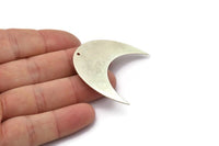 Silver Moon Charm, 2 Antique Silver Plated Brass Crescent Moon Blanks With 1 Hole (42x20x0.6mm) BS 2221