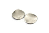 Silver Disc Charm, 12 Antique Silver Plated Brass Round Disc Charms (16mm) A0497