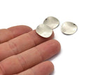 Silver Disc Charm, 12 Antique Silver Plated Brass Round Disc Charms (16mm) A0497