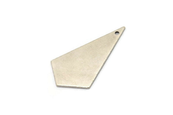 Silver Triangle Charm, 6 Antique Silver Plated Brass Triangle Charms With 1 Holes (37x20x0.80mm) A1574