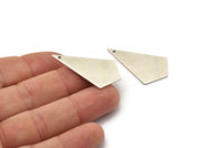 Silver Triangle Charm, 6 Antique Silver Plated Brass Triangle Charms With 1 Holes (37x20x0.80mm) A1574