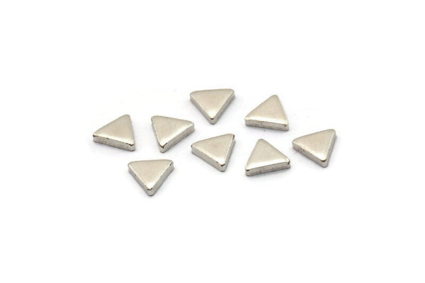 Silver Triangle Blank, 50 Antique Silver Plated Brass Triangle Blanks (5x1.5mm) D863