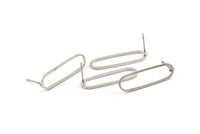 Silver Oval Earring, 8 Silver Tone Brass Oval Stud Earrings (25x7x0.80mm) BS 1732 A2046 H0442