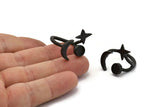 Hammered Universe Cosmos Ring, 2 Hammered Oxidized Brass Black Moon, Star And Planet Rings N0359 Q0502