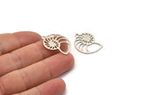Silver Shell Charm, 8 Antique Silver Plated Brass Snail Shell Shaped Charms With 1 Loop, Earring Findings (26x18x0.60mm) A3532