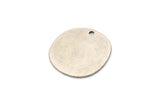 Silver Round Charm, 6 Antique Silver Plated Brass Irregular Shaped Round Charms With 1 Hole, Pendant Charms (18x0.60mm) A3218