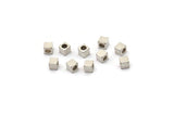 50 Antique Silver Plated Brass Square Cube Beads, 3x3mm ( A0152 )