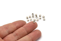 50 Antique Silver Plated Brass Square Cube Beads, 3x3mm ( A0152 )