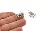 Silver Sun Earring, 6 Textured Antique Silver Plated Brass Sun Stud Earrings (25x13x0.70mm) M01398 A2384