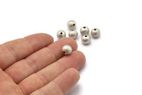 24 Antique Silver Plated Brass Ball Beads 8 Mm N0575