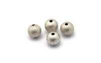 24 Antique Silver Plated Brass Ball Beads 8 Mm N0575