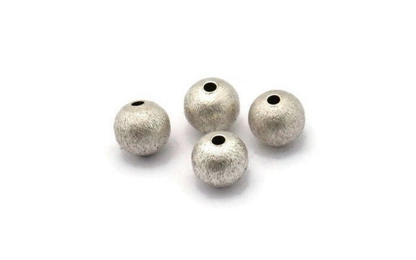 24 Antique Silver Plated Brass Ball Beads 8 Mm N0575