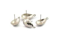 Silver Earring Post, 2 Silver Tone Brass Drop Earring Posts With 1 Loop (21x11x16mm) E291