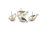 Silver Earring Post, 2 Silver Tone Brass Drop Earring Posts With 1 Loop (21x11x16mm) E291