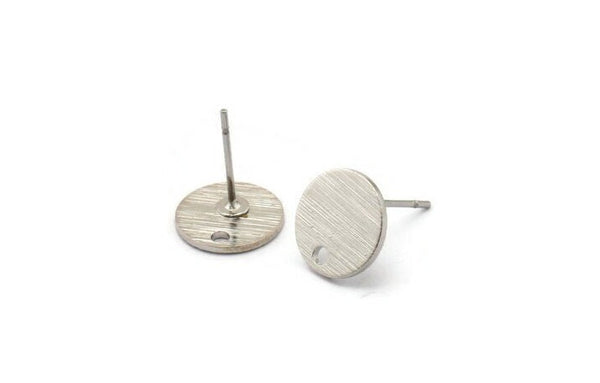 Silver Circle Earring, 6 Textured Silver Plated Brass Circle Stud Earrings With 1 Hole (10x0.80mm) M335 A2343 H0903