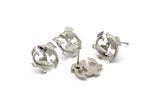 Silver Pisces Earring, 4 Silver Tone Brass Pisces Sign Stud Earrings, Zodiac Findings, Zodiac Sign Jewelries (14x14mm) SY0288