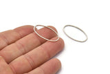 Silver Oval Ring, 12 Antique Silver Plated Brass Oval Faceted Ring, Connector, Charms  (30x15x1mm) N0530