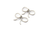 Silver Wire Connector, 8 Antique Silver Plated Brass Wire Ribbon Connectors, Charms, Findings (15x24.5x1mm) BS 2083