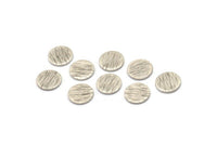 Silver Round Tag, 12 Textured Antique Silver Plated Brass Round Stamping Blanks Without Hole, Findings (10x1mm) D868